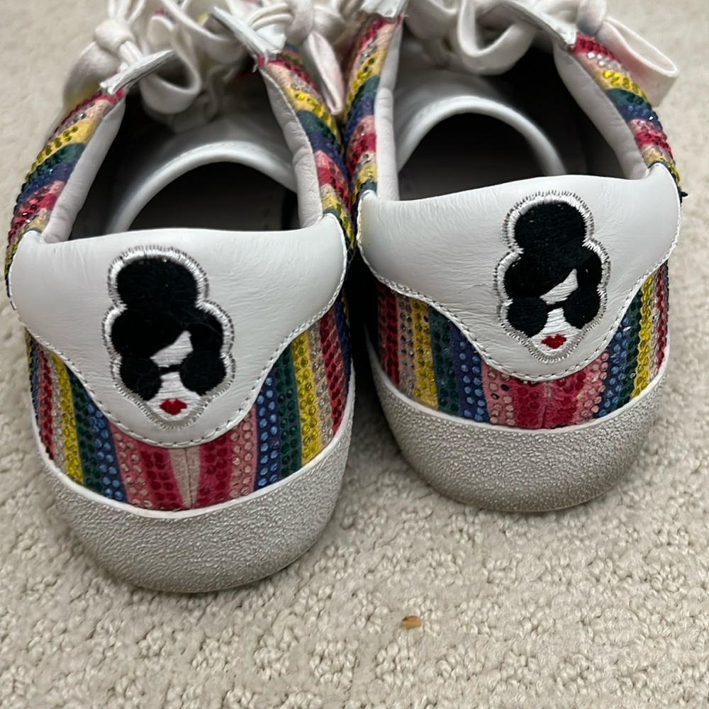 Alice + Olivia Cassidy striped rainbow sneakers 10